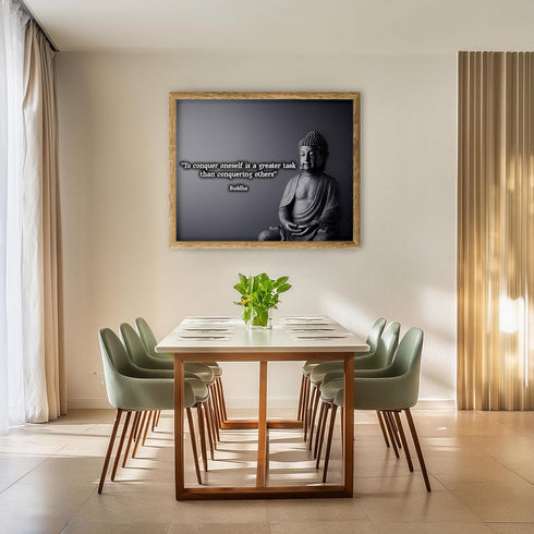 Posterizer 1 pcs-To Conquer Oneself Is A Greater Task-Buddha-Spiritual-Quotes -Motivational & Inspirational Art-Gift For Buddhism Meditation phil...